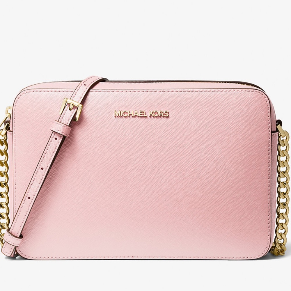 Jet Set Large Saffiano Leather Crossbody Bag, BRAND NEW, color: Powder Blush